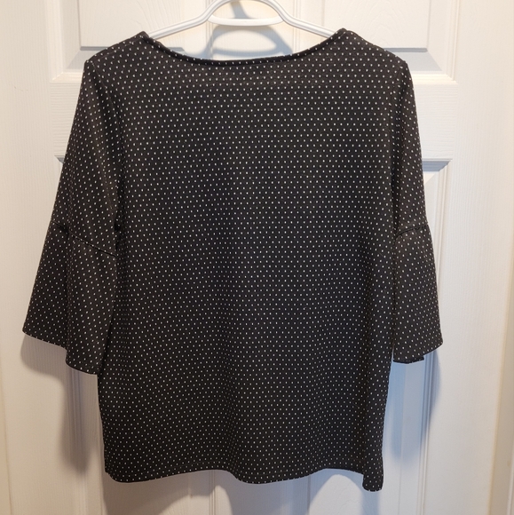 Reitmans bell sleeve top. Black with tiny white polka dots. Never worn. (US Med) - Picture 3 of 7